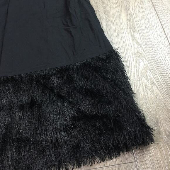 Rachel Rachel Roy Sleeveless Faux Fur Trim Shift Mini Dress Black Small - Picture 4 of 8